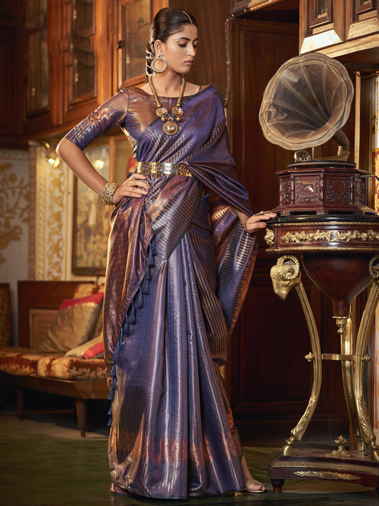 Indigo Blue Kanjivaram Saree