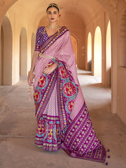 Mulberry Magenta Patola Saree