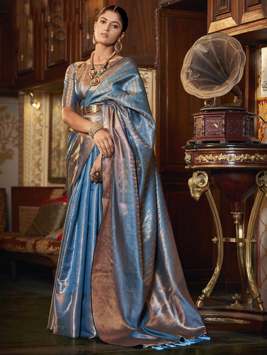 True Blue Kanjivaram Saree