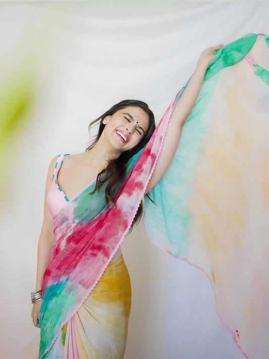 alia multicolor saree