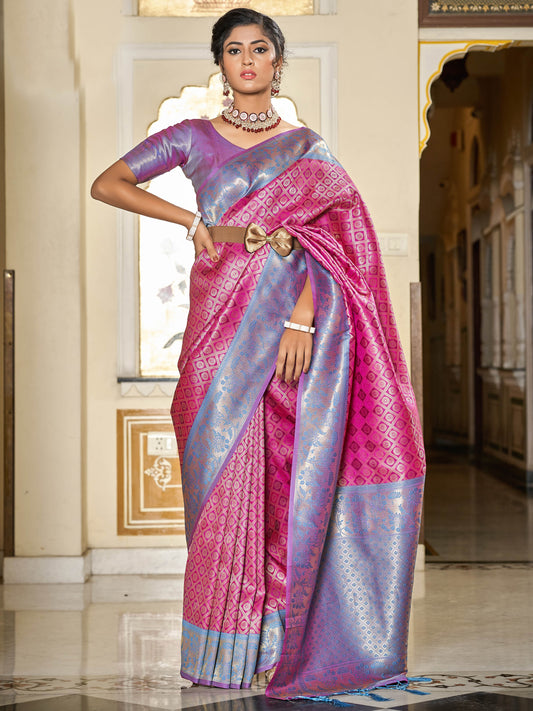 Rose Pink Kanjivaram Saree