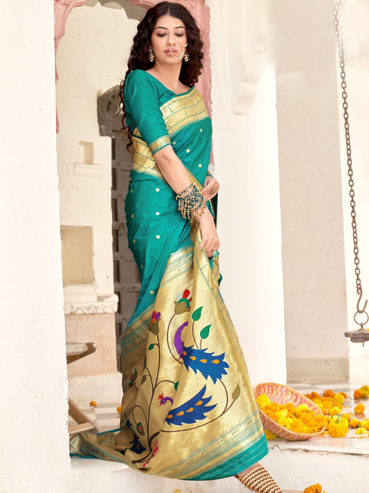 Light Sea Green Paithani Saree