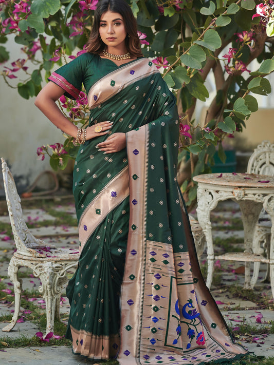 Dark Green Paithani Saree