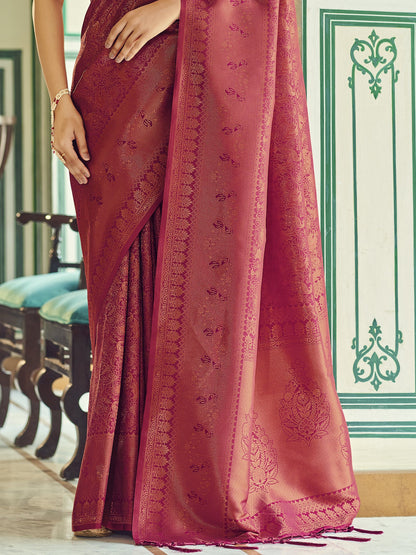 Dark Burgundy Kanjivaram Saree