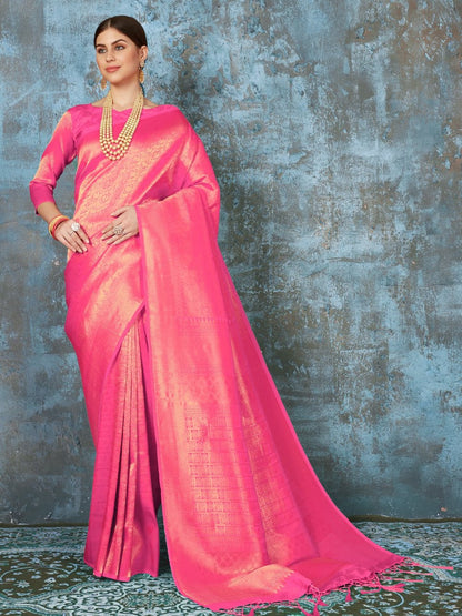 Rose Pink Kanjivaram Saree