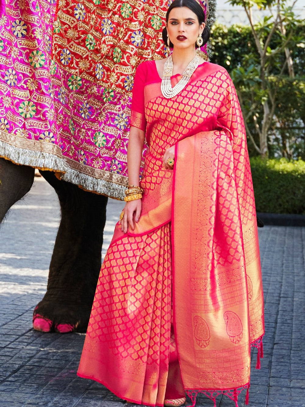 Fresh Pink Kanjivaram Saree