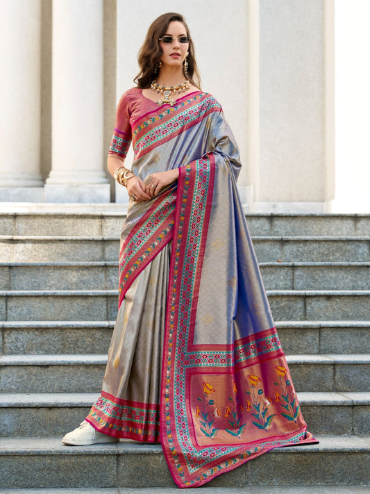 Festive Blue Banarasi Tissue Silk Saree