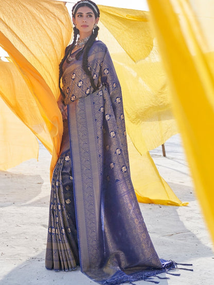 Penn Blue Kanjivaram Saree