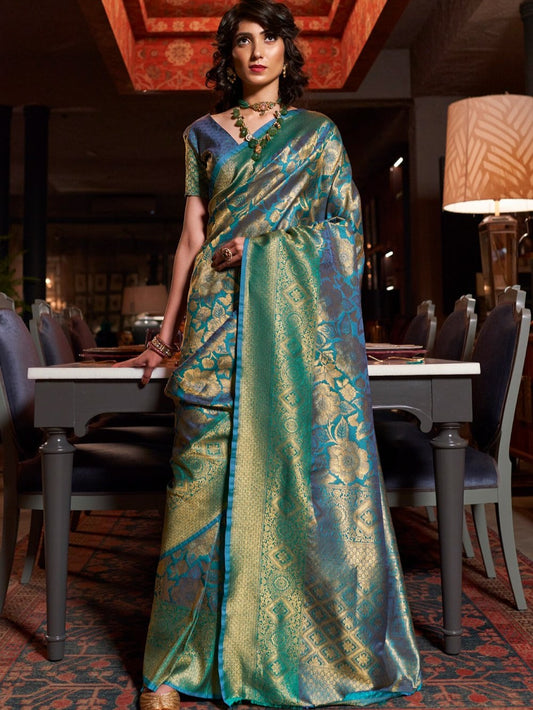Vivid Blue Kanjivaram Saree
