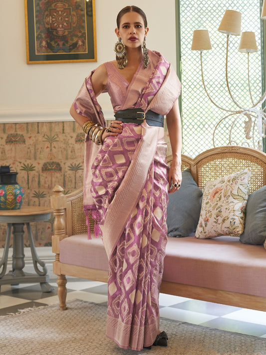 Taffy Magenta Tissue Silk Saree
