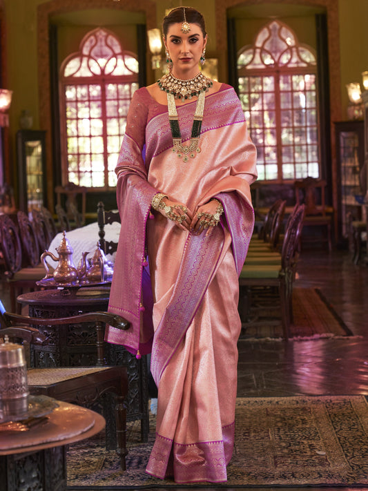 Pastel Peach Kanjivaram Saree