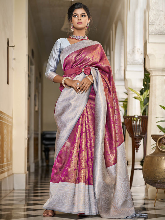 Berry Magenta Kanjivaram Saree