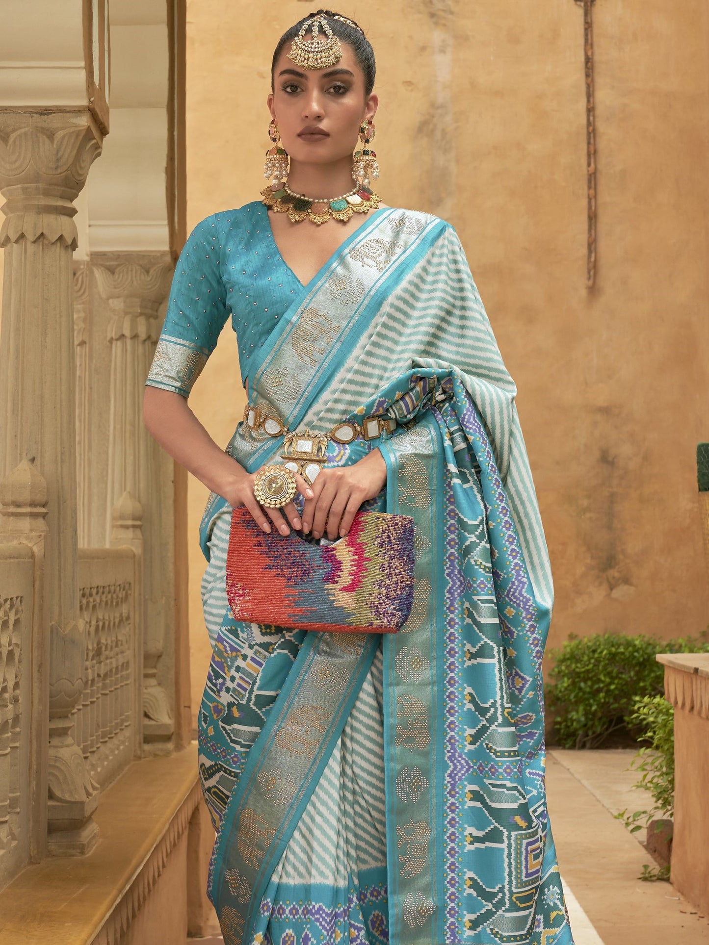 Light Blue Woven Patola Saree