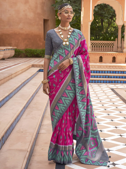 Mexican Pink Patola Saree