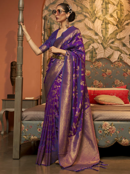Royal Violet Woven Banarasi Saree