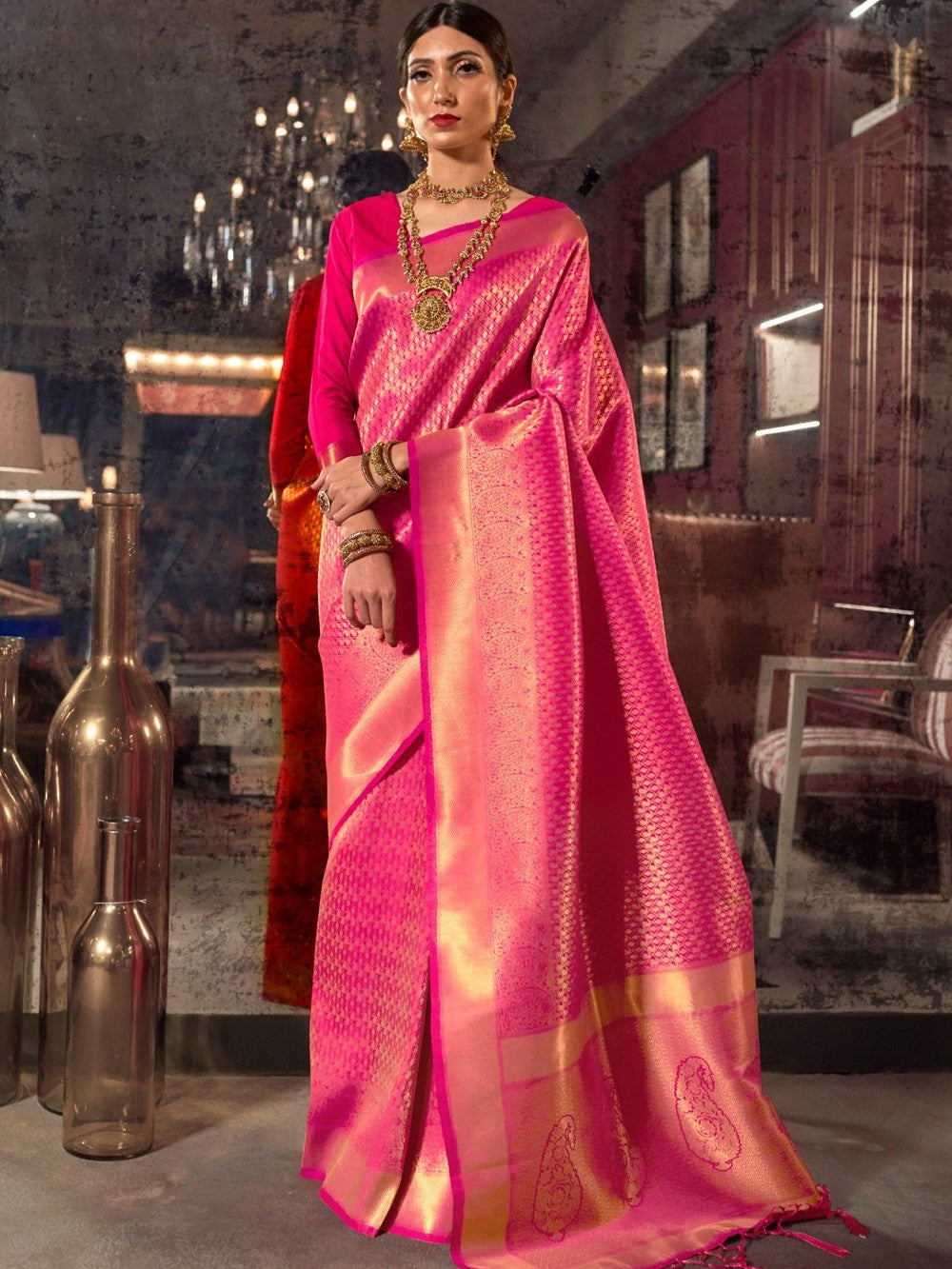 Blush Pink Kanjivaram Saree