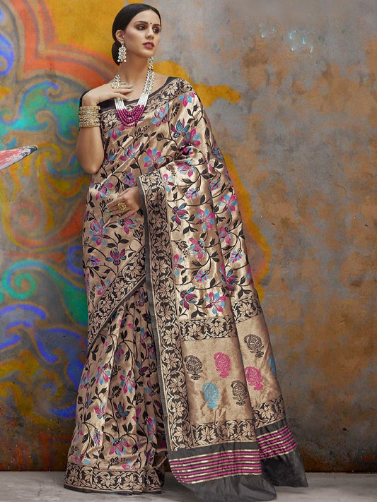 Golden Black Paithani Saree