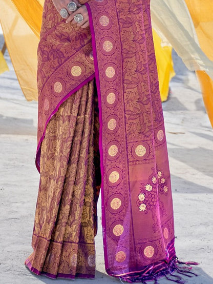 Plum Magenta Kanjivaram Saree