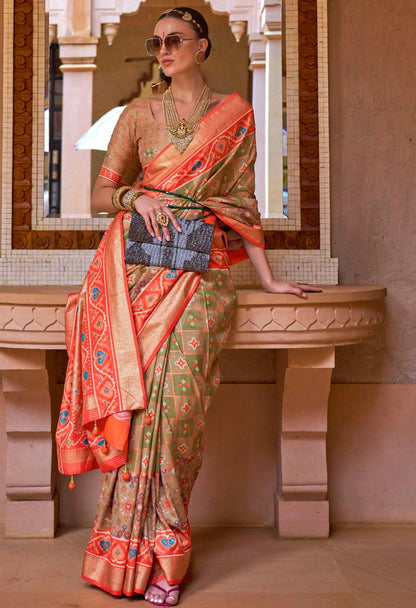 Sage Green Patola Saree