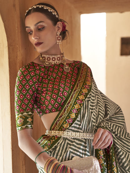 Fern Green Patola Saree