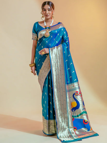 Phthalo Blue Paithani Saree