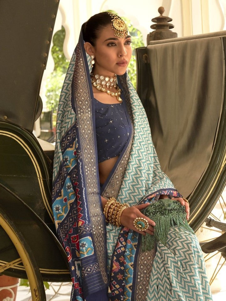 Powder Blue Patola Saree
