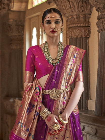 Gem Violet Woven Paithani Saree