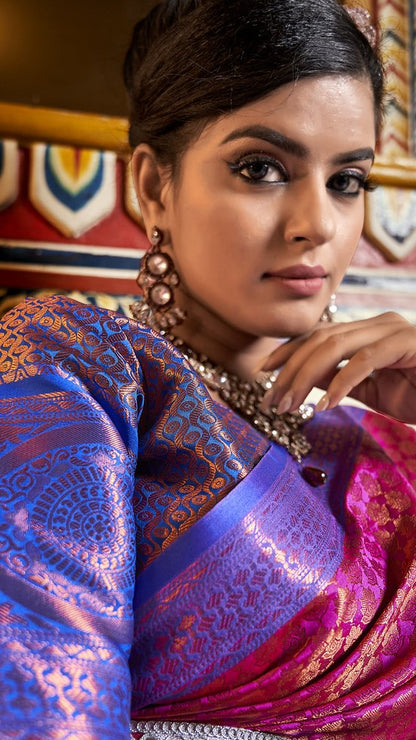 Fluorescent Pink Kanjivaram Saree