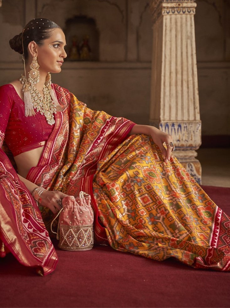 Amber Yellow Patola Saree