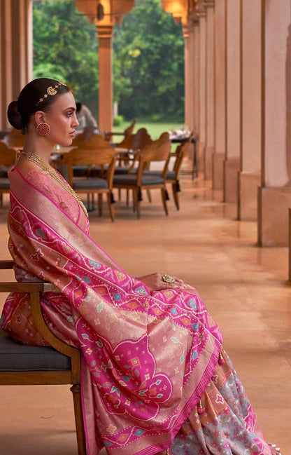 Dark Peach Patola Saree