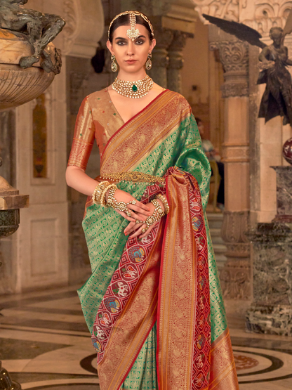 Royal Green Woven Kanjivaram Patola Silk Saree