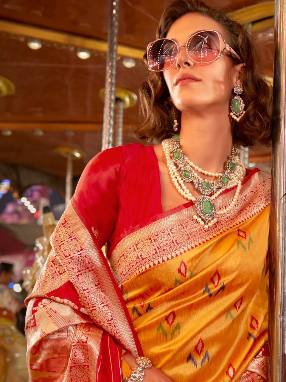 Mango Yellow Woven Banarasi Soft Silk Saree