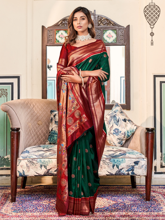 Royal Green Woven Soft Silk Paithani Saree