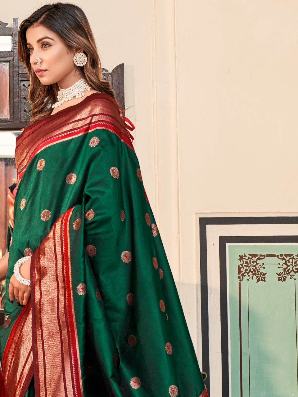 Royal Green Woven Soft Silk Paithani Saree