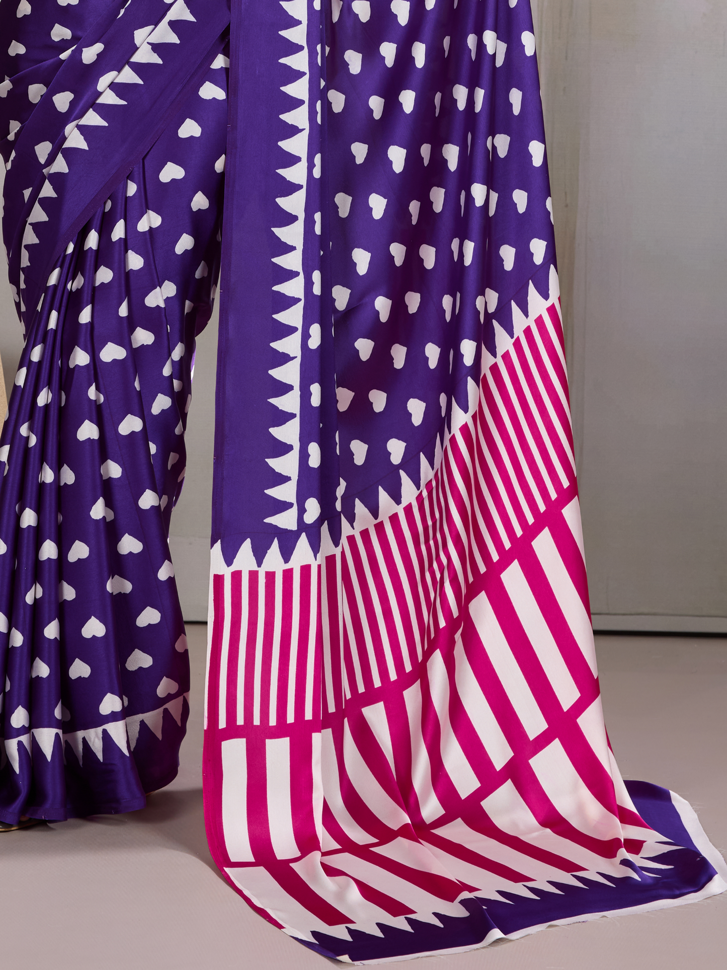 Festive Purple Printed Satin Silk Saree