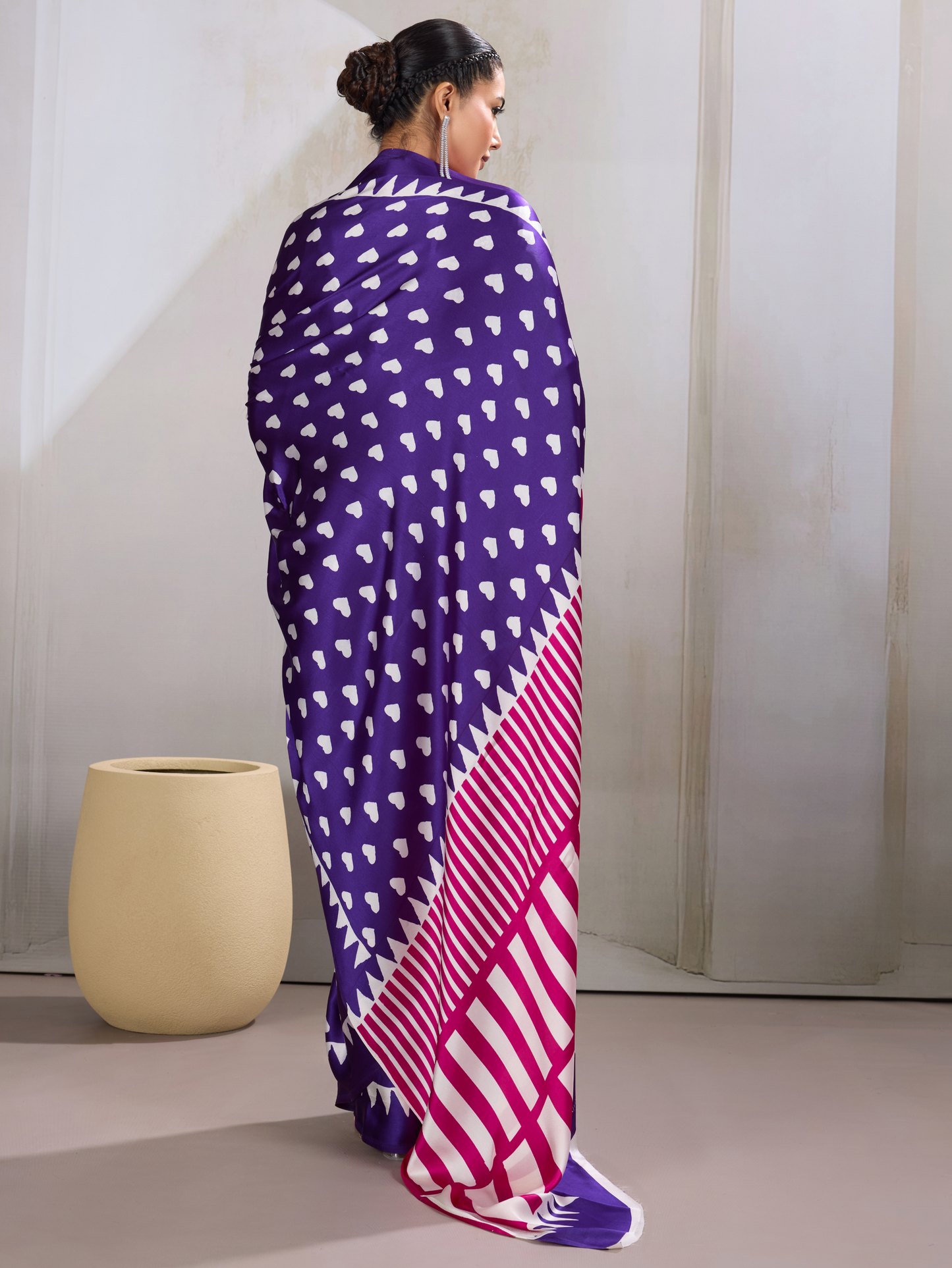 Festive Purple Printed Satin Silk Saree
