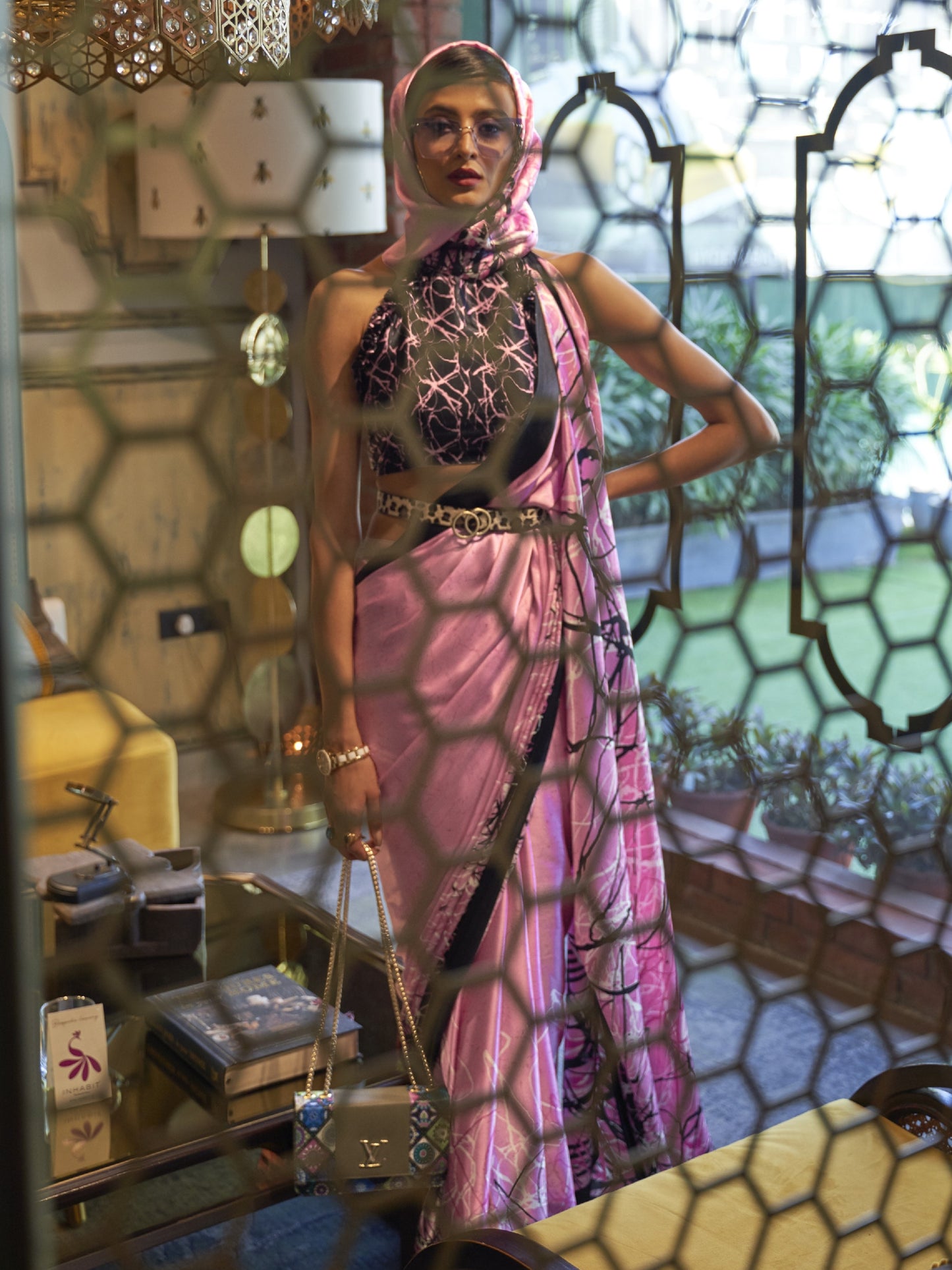 Sweet Pink Satin Silk Printed Saree
