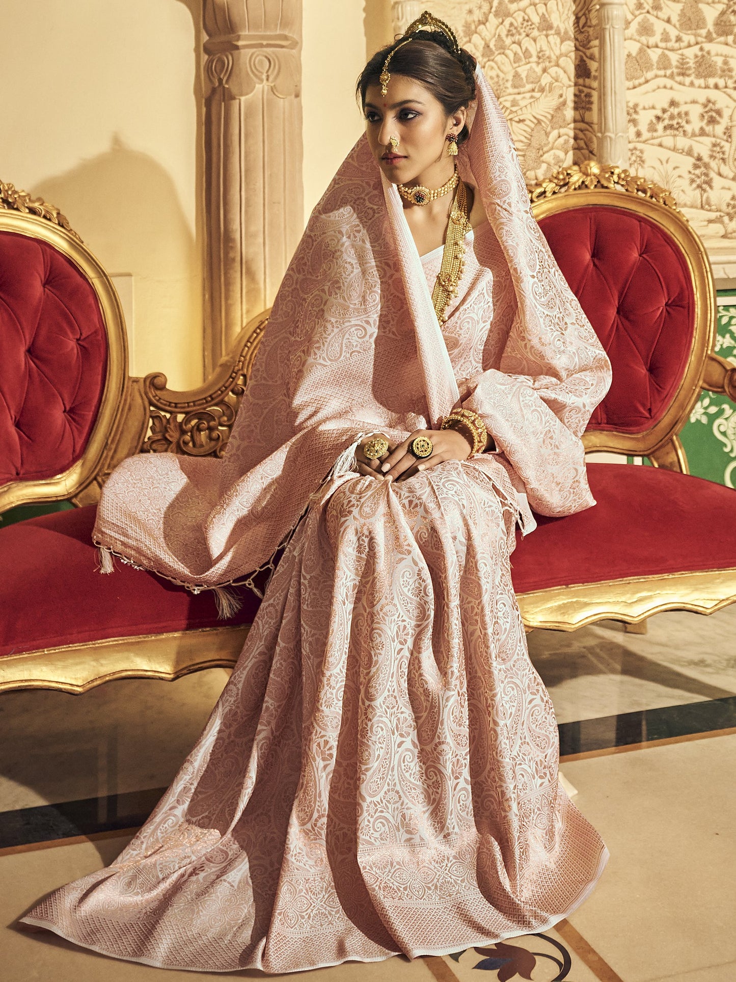 Blush Pink Kanjivaram Saree