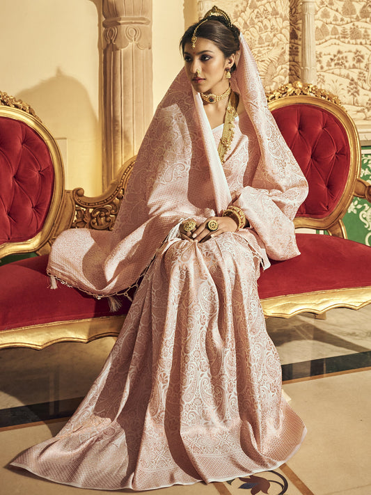 Blush Pink Kanjivaram Saree