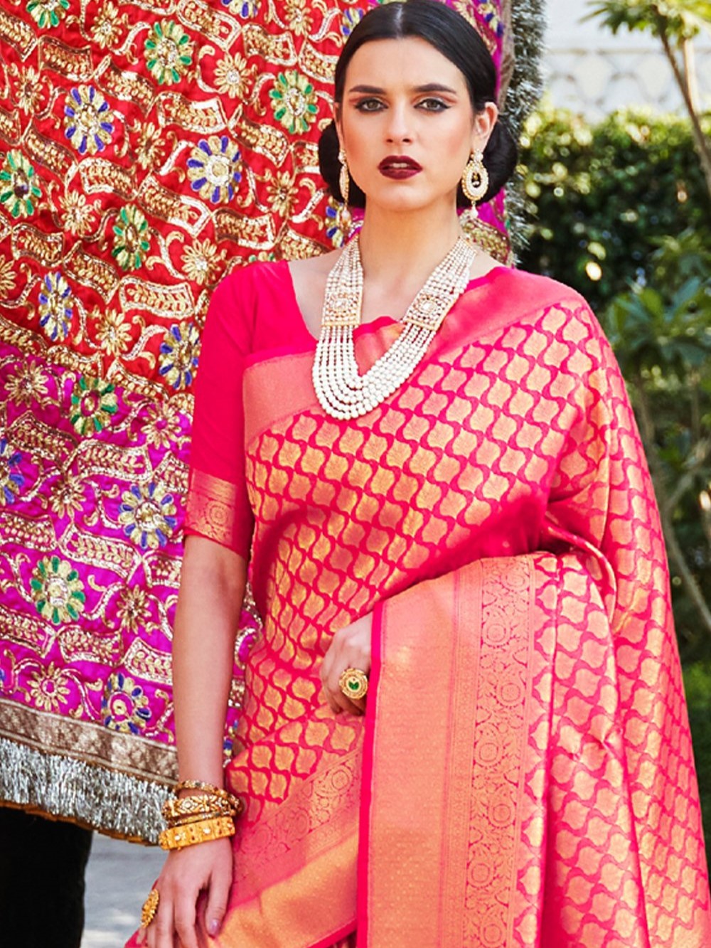 Fresh Pink Kanjivaram Saree