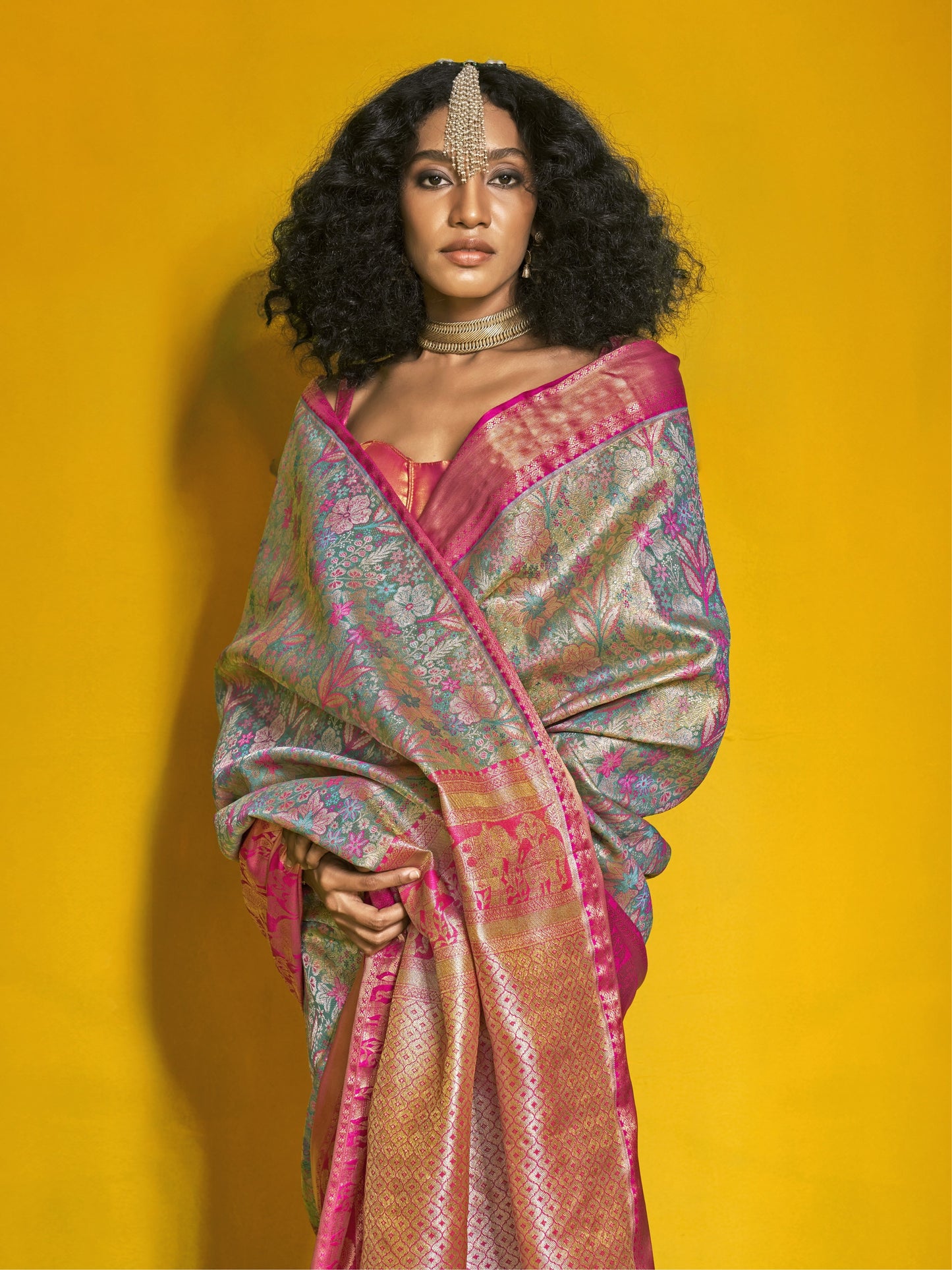 Antique Blue Duel Tone Woven Kanjivaram Silk Saree