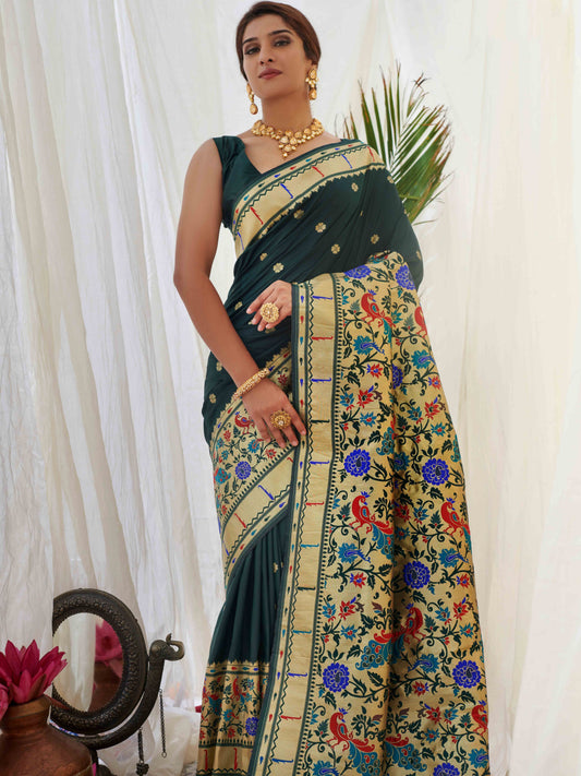 Dark Green Paithani Saree