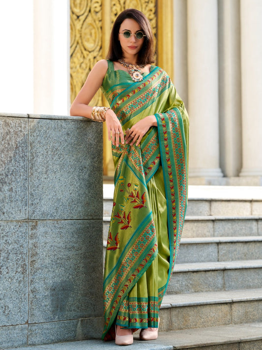 lemon green saree