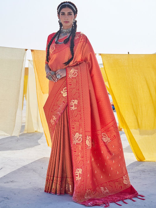 Scarlet Red Kanjivaram Saree