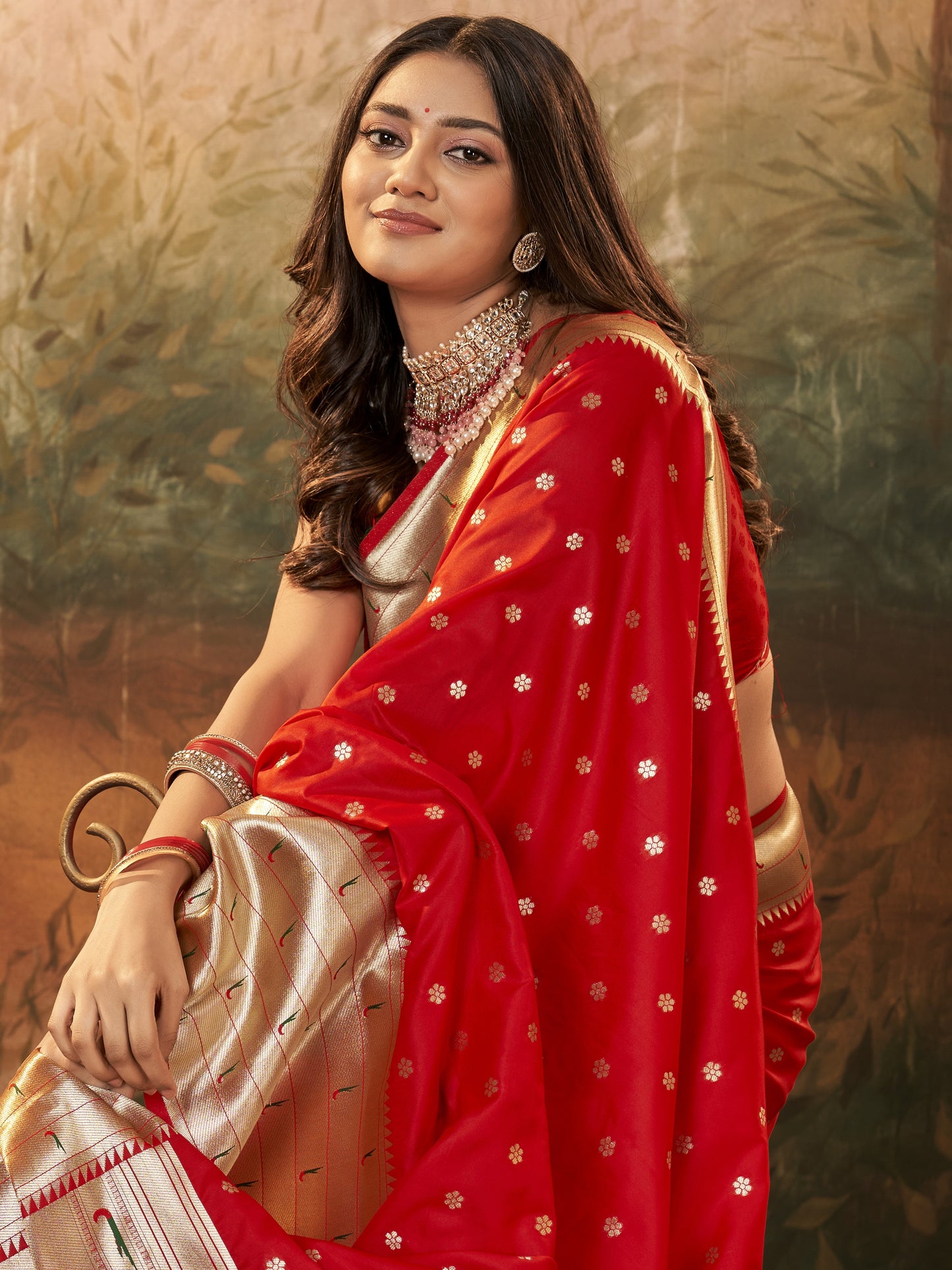 Brick Red Paithani Saree