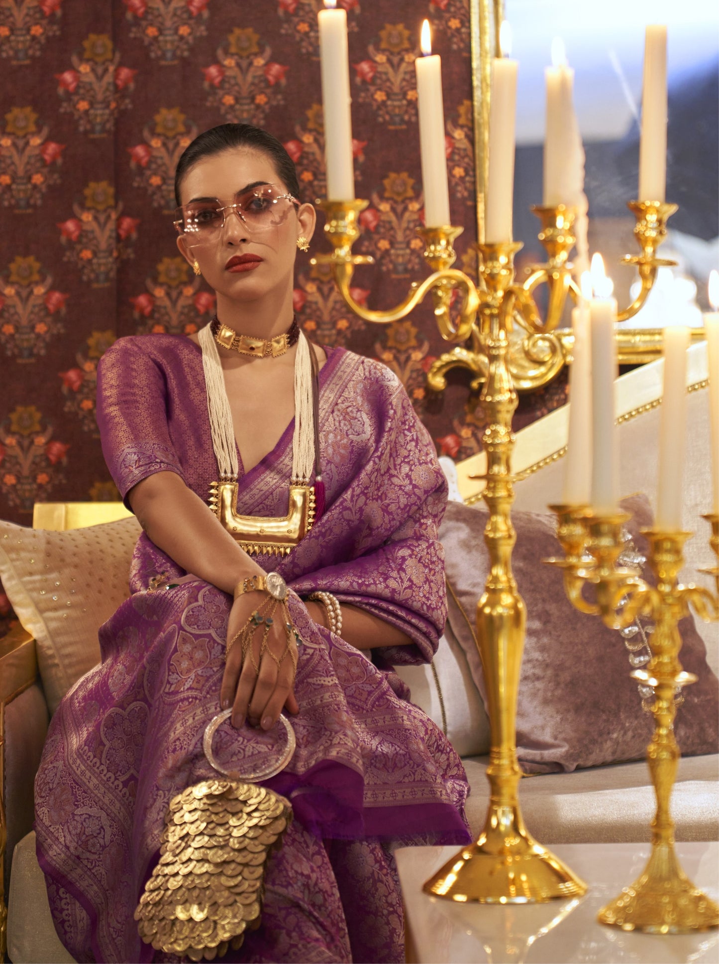 Dark Orchid Kanjivaram Saree