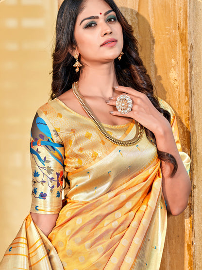 Amber Yellow Paithani Saree