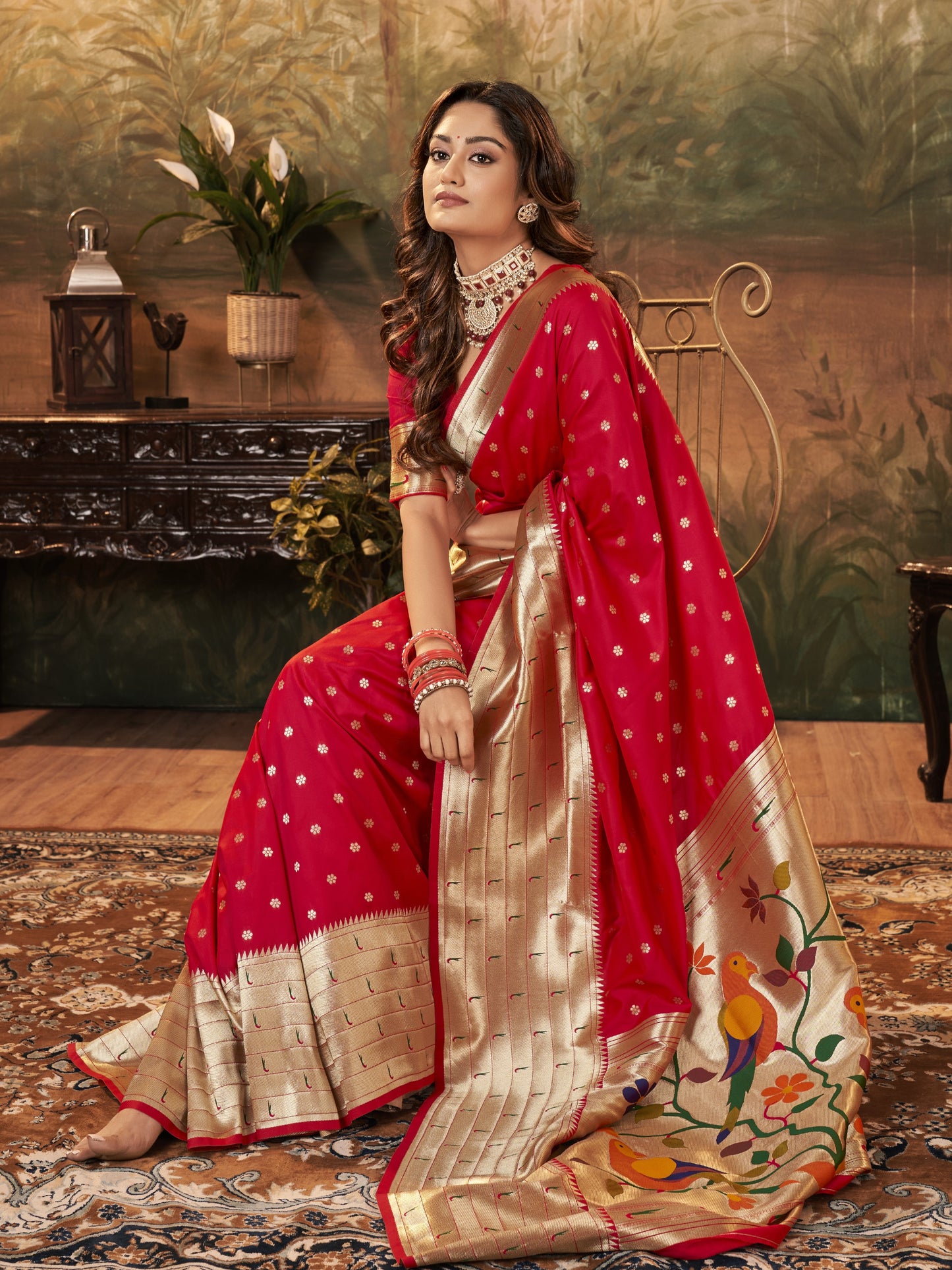 Crimson Red Paithani Saree
