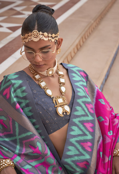 Mexican Pink Patola Saree