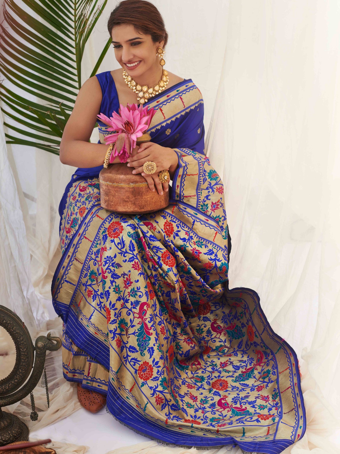 Cobalt Blue Paithani Saree